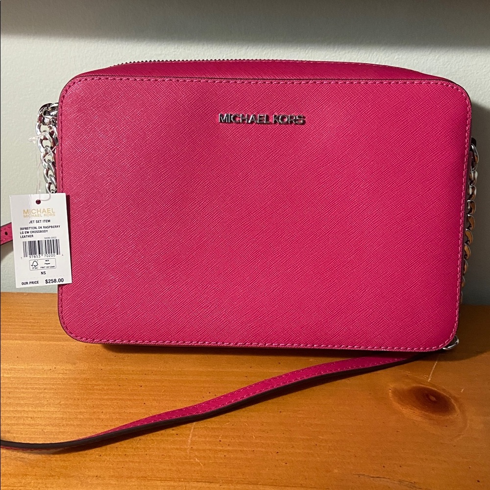 Michael Kors Pink Crossbody with Silver Details